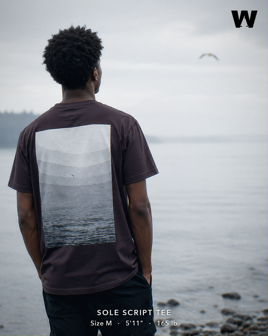 Sole Script Tee — worn back-print lifestyle
