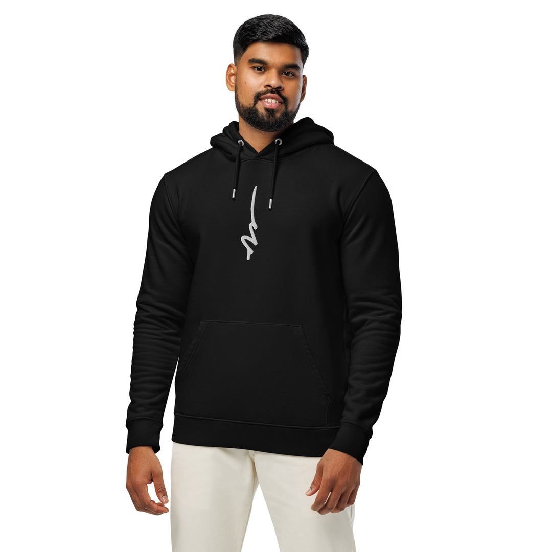 Silky Vertical Hoodie in Black — front view