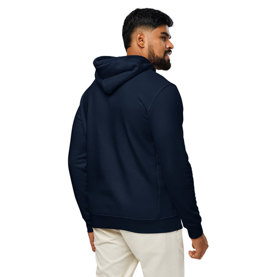 Silky Vertical Hoodie in French Navy — back view