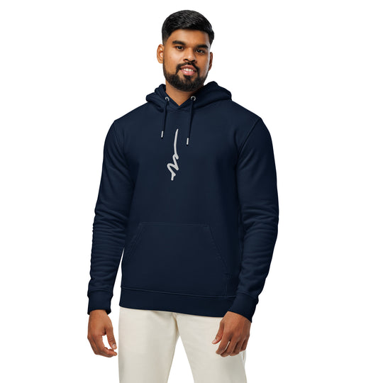 Silky Vertical Hoodie in French Navy — front view