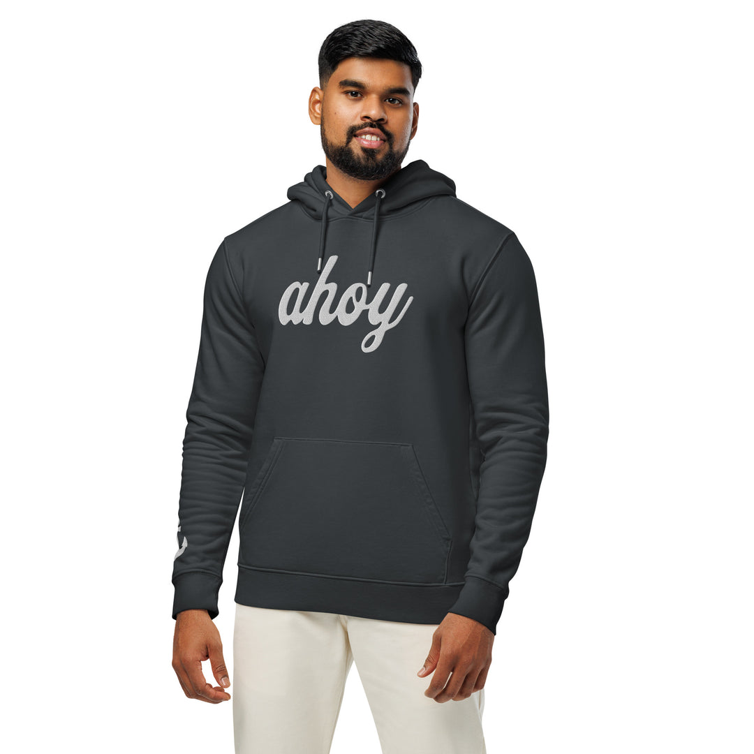 Silky Ahoy Hoodie in India Ink Grey — front view
