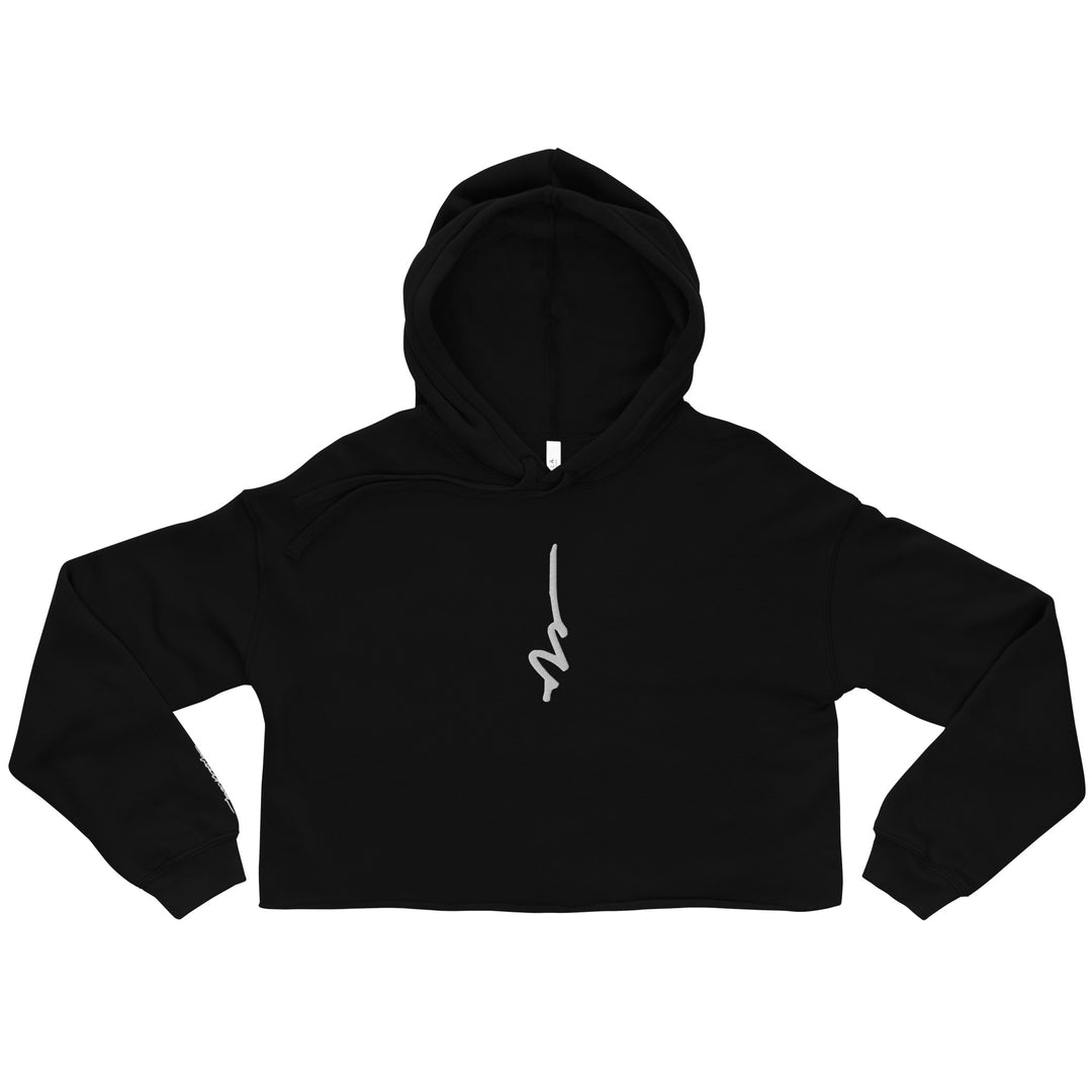 Weathered Sailor Crop Vertical Hoodie — Black