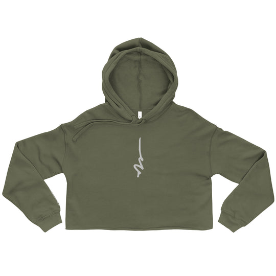 Weathered Sailor Crop Vertical Hoodie — Military Green