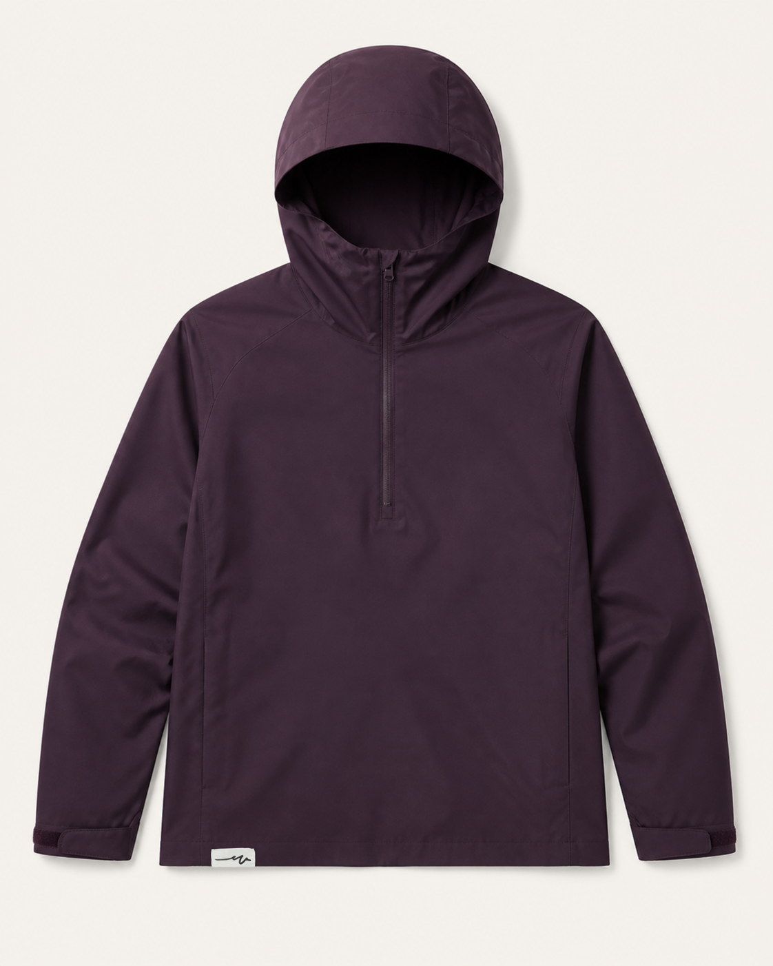 Water-resistant partial-zip hooded shell silhouette